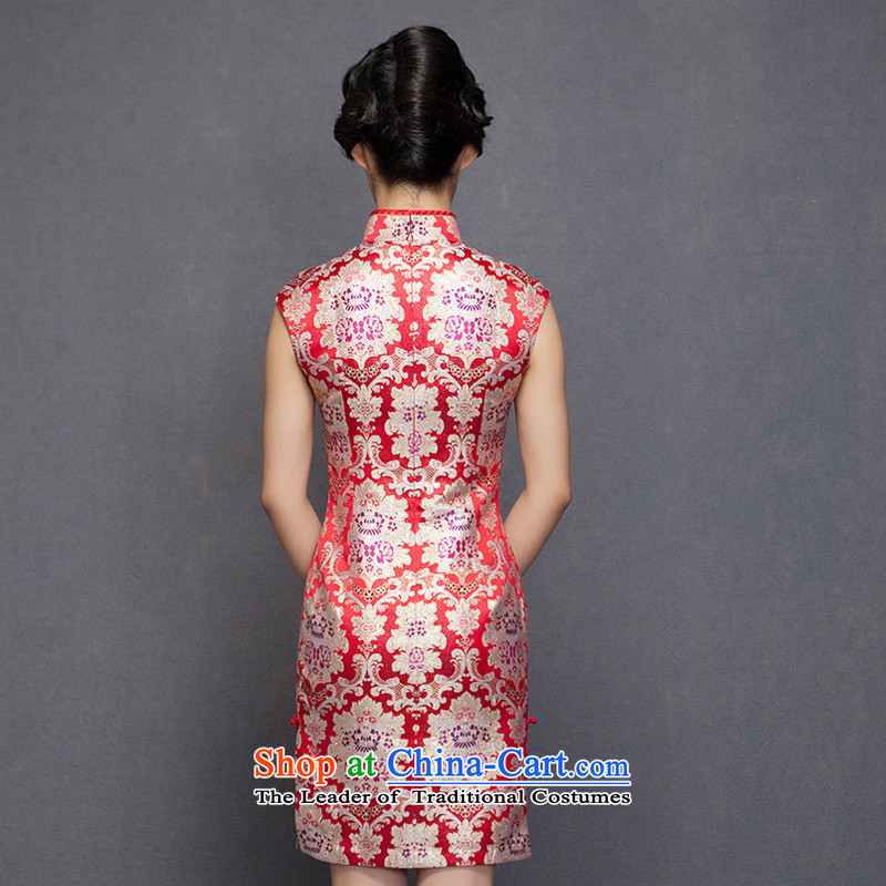 The spring of 2015 really : New elegant silk cheongsam dress Sau San marriages bows dress 21890 05 light red M : The True , , , shopping on the Internet