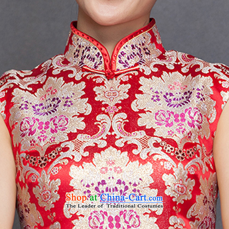 The spring of 2015 really : New elegant silk cheongsam dress Sau San marriages bows dress 21890 05 light red M : The True , , , shopping on the Internet