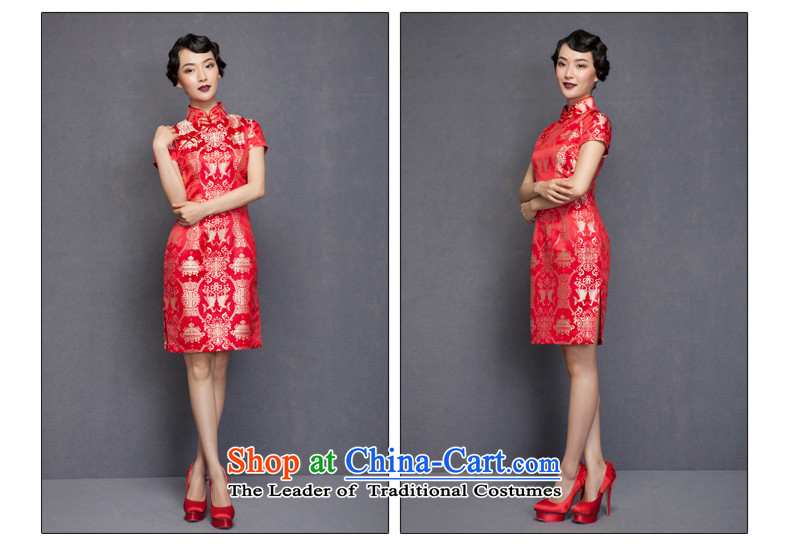 The spring of 2015 really : New Silk Cheongsam dress bridal dresses 32651 marriage with bows 04 deep red L picture, prices, brand platters! The elections are supplied in the national character of distribution, so action, buy now enjoy more preferential! As soon as possible.