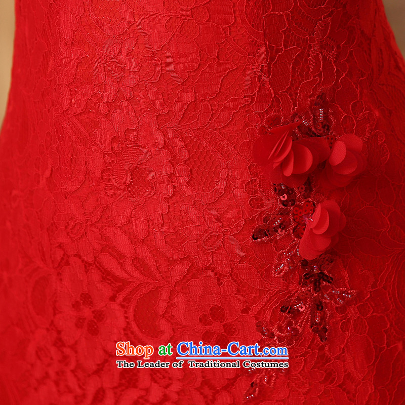 The HIV new marriage 2015 qipao bride bows services lace crowsfoot long gown of nostalgia for the improvement of Chinese Sau San Q0032 RED, L, HIV Miele shopping on the Internet has been pressed.