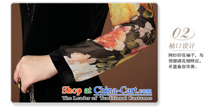 Dream Bai new MOM 2015 Gigi Lai dresses stamp Kim scouring pads embroidered chiffon temperament Sau San qipao QP946# black S picture, prices, brand platters! The elections are supplied in the national character of distribution, so action, buy now enjoy more preferential! As soon as possible.