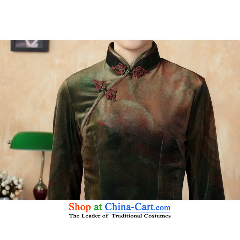 158 Jing Chinese improved retro cheongsam dress collar Stretch Wool in short-sleeved Kim qipao Army Green S, Li Jing shopping on the Internet has been pressed.