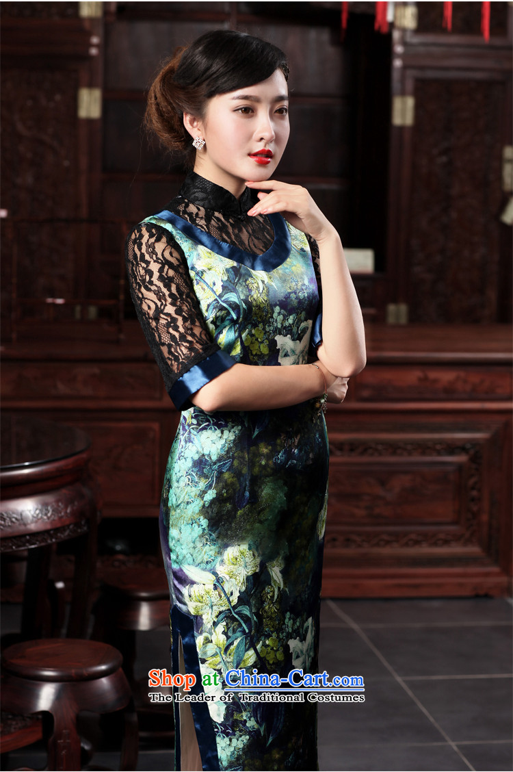 The Sonata of birds deep display 2015 Spring New cheongsam dress temperament elegant lace stitching improved Silk Cheongsam long figure S picture, prices, brand platters! The elections are supplied in the national character of distribution, so action, buy now enjoy more preferential! As soon as possible.