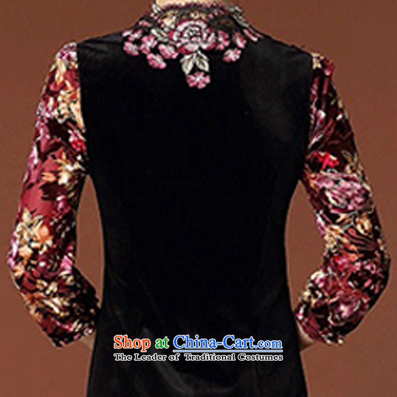 Gigi Lai Bai 2015 new dreams of modern embroidery cheongsam daily retro upscale qipao  QP947# Kim scouring pads black 2XL, dream Bai Gigi Lai , , , shopping on the Internet