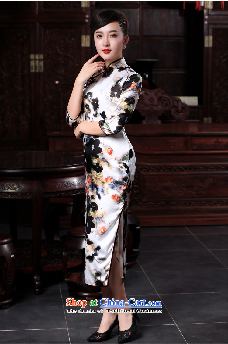 Love of birds everywhere in the world by 2015 Spring loaded Micro-new cheongsam dress improved stylish seven long-sleeved retro Silk Cheongsam XXXL- Figure 15 days pre-sale picture, prices, brand platters! The elections are supplied in the national character of distribution, so action, buy now enjoy more preferential! As soon as possible.