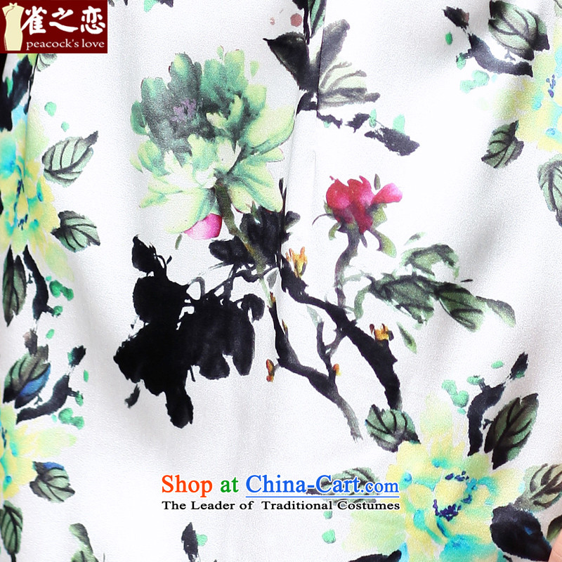 Love birds light spring 2015 new cheongsam dress improved stylish lace stitching of 7 short-sleeved Silk Cheongsam, XXL, figure love birds , , , shopping on the Internet