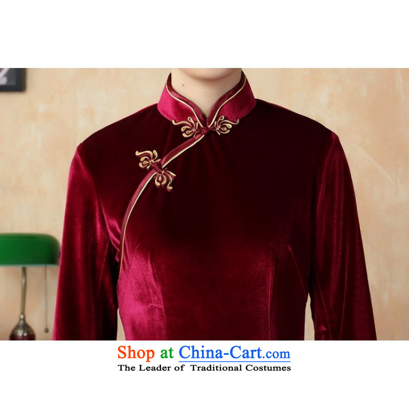 Ms. Katherine cheongsam dress to skirt the solid color and the Stretch Wool qipao seven really cuff wine red XL, Li Jing shopping on the Internet has been pressed.