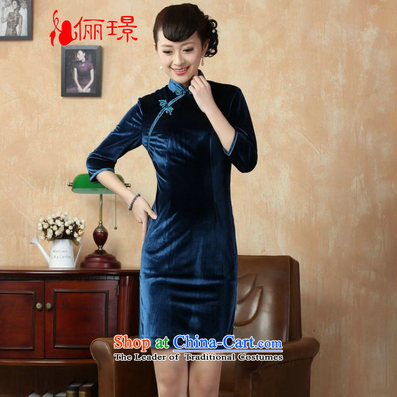 158 Jing 7 cheongsam dress cuff dresses and the Stretch Wool qipao?-D'Kim Cyan?M