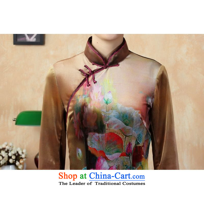 Ms. Li Jing cheongsam dress classic skirt retro collar velvet lotus short-sleeved picture 7 qipao color XL, 158 jing shopping on the Internet has been pressed.