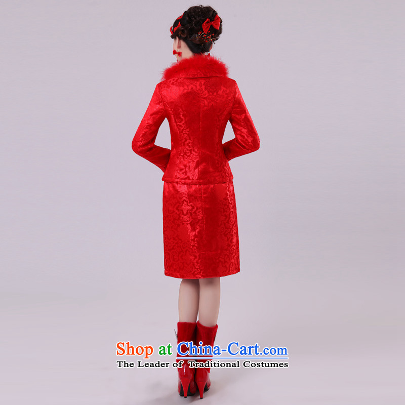 The privilege of serving-leung 2015 new spring red Chinese wedding dress toasting champagne bride service of Qipao Red 2XL/46, folder unit of service-leung , , , shopping on the Internet