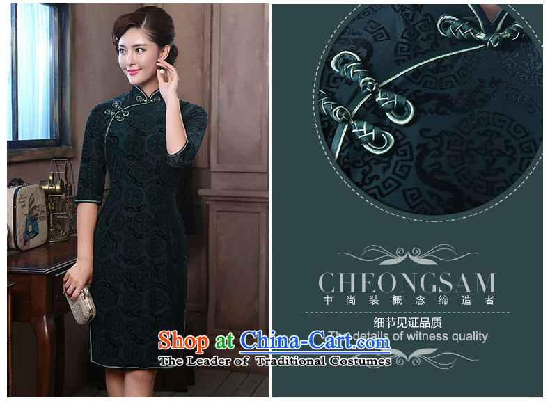 [Sau Kwun Tong] Pik-yun spring in 2014 new cuff qipao retro in long skirt QZ4812 mother dress dark green XXL picture, prices, brand platters! The elections are supplied in the national character of distribution, so action, buy now enjoy more preferential! As soon as possible.