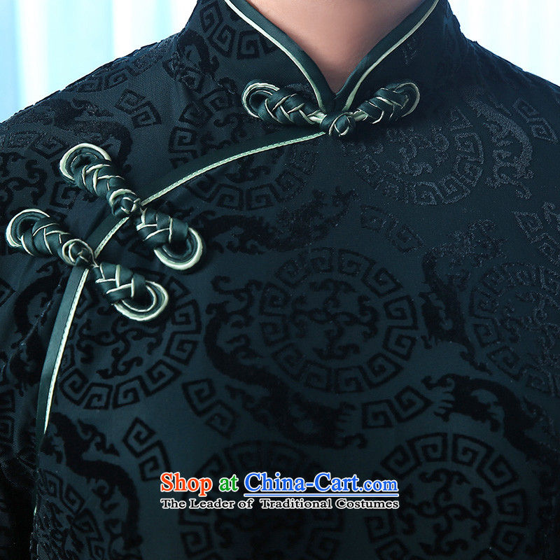 [Sau Kwun Tong] Pik-yun spring in 2014 new cuff qipao retro in long gown skirt QZ4812 mother XXL, Sau Kwun Tong dark green shopping on the Internet has been pressed.