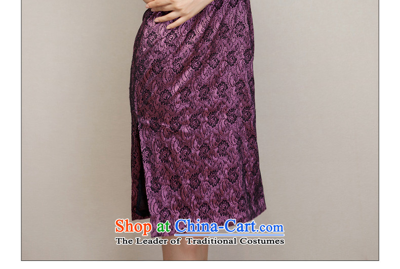 The spring of 2015 really : New improved cheongsam dress half sleeve winter cheongsam dress 11474 17 purple bottom black flower XXXL picture, prices, brand platters! The elections are supplied in the national character of distribution, so action, buy now enjoy more preferential! As soon as possible.
