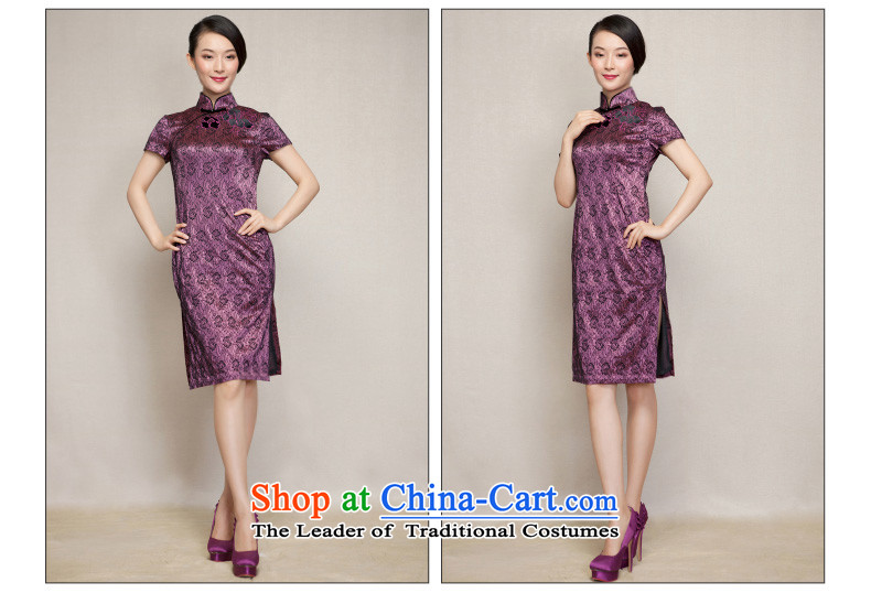 The spring of 2015 really : New improved cheongsam dress half sleeve winter cheongsam dress 11474 17 purple bottom black flower XXXL picture, prices, brand platters! The elections are supplied in the national character of distribution, so action, buy now enjoy more preferential! As soon as possible.