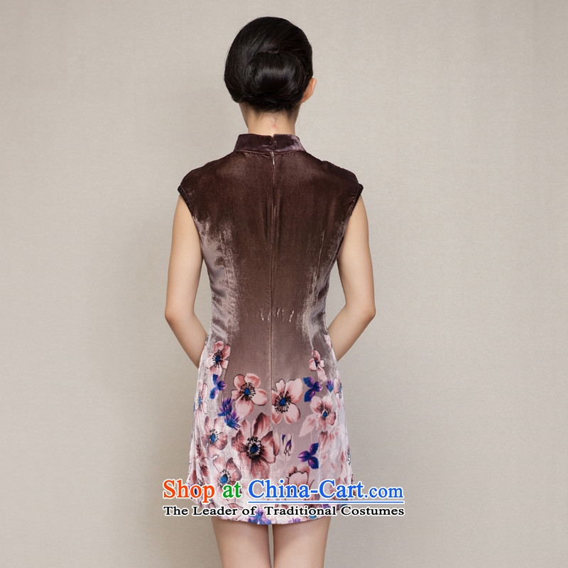 Winter dresses wood really new spring of 2015 Poster cheongsam dress velvet silk skirt 21818 Female 09 coffee wooden really the color, L, , , , shopping on the Internet