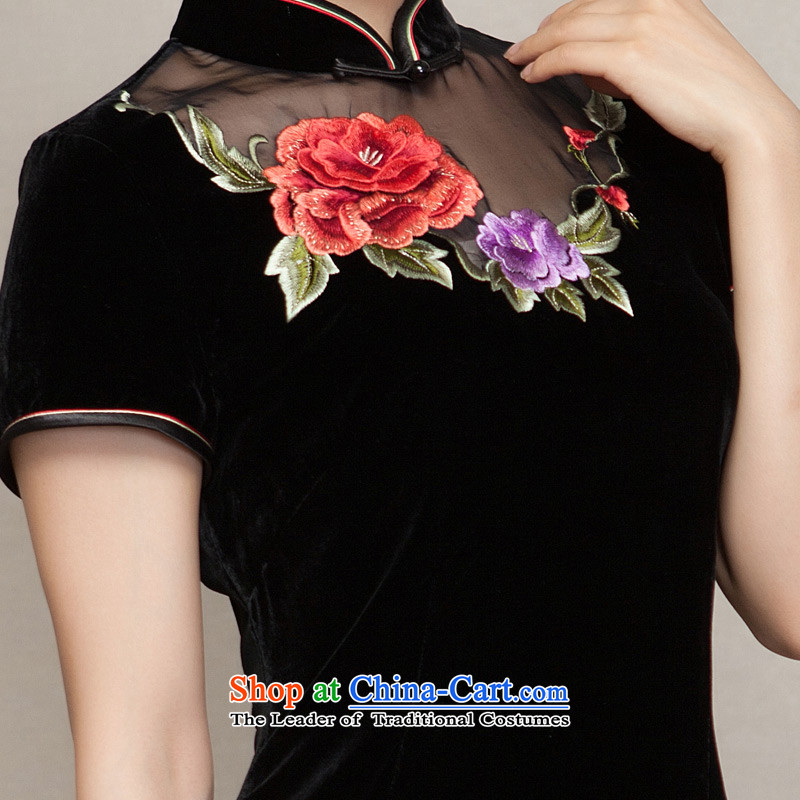 The spring of 2015 really : The new improved cheongsam dress embroidered stylish and elegant qipao gown 22245 01 black wood really a , , , Xxl(a), shopping on the Internet