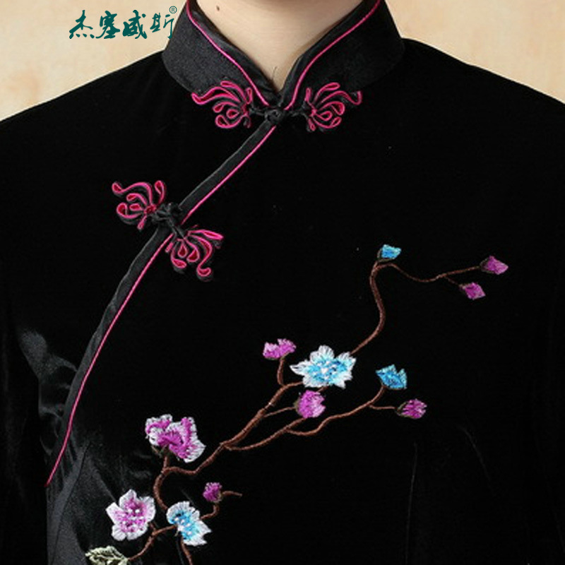 In the new kit, replacing the elegant hand disk fall arrest collar Stretch Wool embroidery qipao Kim Tang dynasty dresses TD0010 black M Cheng Kejie in Wisconsin, , , , shopping on the Internet