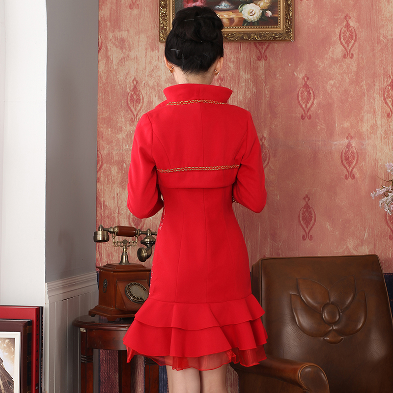 2015 Fall/Winter Collections new cashmere cotton bride red Chinese cheongsam dress toasting champagne marriage service pack 334705   red retro red S, oriental aristocratic shopping on the Internet has been pressed.
