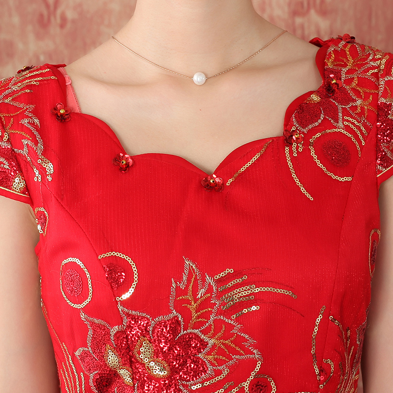 Counters genuine 2014 Autumn New) red lace cheongsam wedding dress bride with a drink served Chinese antique dresses package 324701 Email Red M oriental aristocratic shopping on the Internet has been pressed.