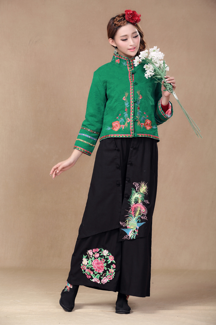 The blue dream 2015 autumn and winter Tang Dynasty Chinese national autumn wind retro look large embroidered dress jacket short green M picture, prices, brand platters! The elections are supplied in the national character of distribution, so action, buy now enjoy more preferential! As soon as possible.