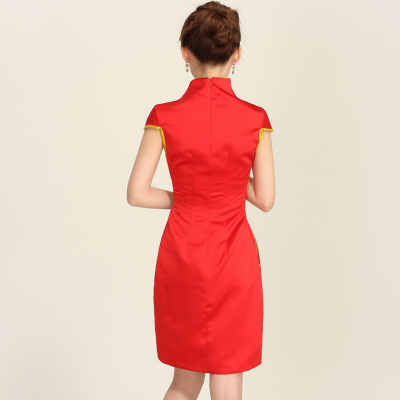 The water fall new marriages bows dress back to door onto new stylish cheongsam dress short of improved cheongsam dress red red XXL,4 water , , , shopping on the Internet