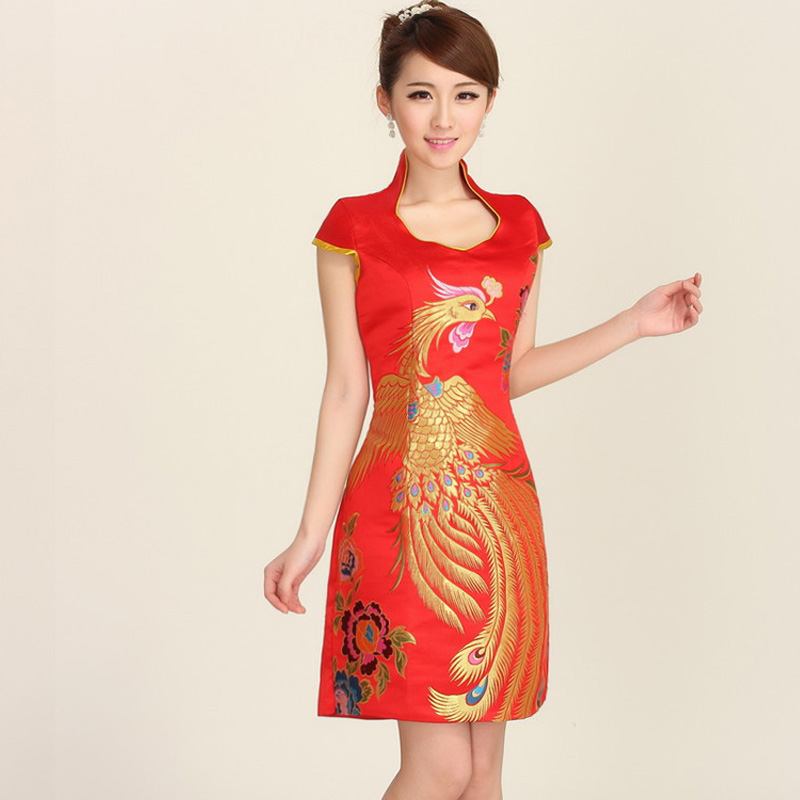 The water fall new marriages bows dress back to door onto new stylish cheongsam dress short of improved cheongsam dress red red XXL,4 water , , , shopping on the Internet