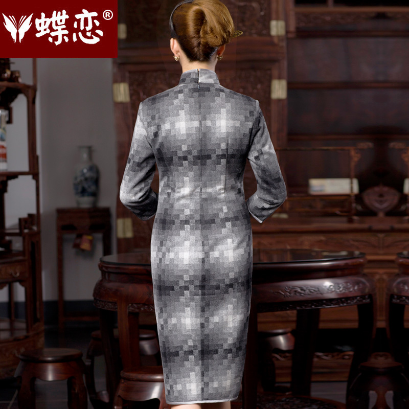 Butterfly Lovers 2015 Autumn new stylish 7 to the improvement of the Cuff cheongsam dress retro long Tang Gown cheongsam dress 49054 gray mosaic M Butterfly Lovers , , , shopping on the Internet