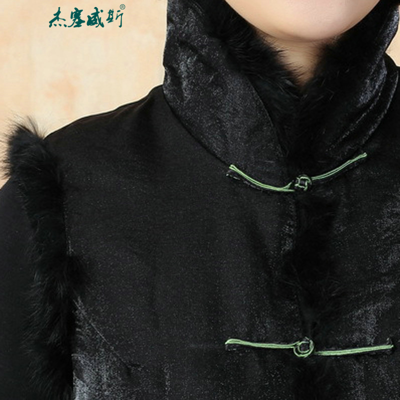 Jie in the autumn and winter new manually Tang dynasty collar detained robe embroidered rabbit hair cotton jacket F0009 black M Cheng Kejie in Wisconsin, , , , shopping on the Internet
