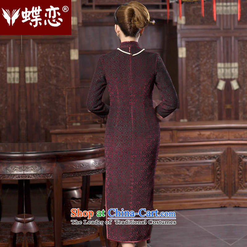 Butterfly Lovers 2015 Autumn New, lace scouring pads composite cheongsam dress improved long robe skirt fashion as the wall of the 49069 XL, Butterfly Lovers , , , shopping on the Internet