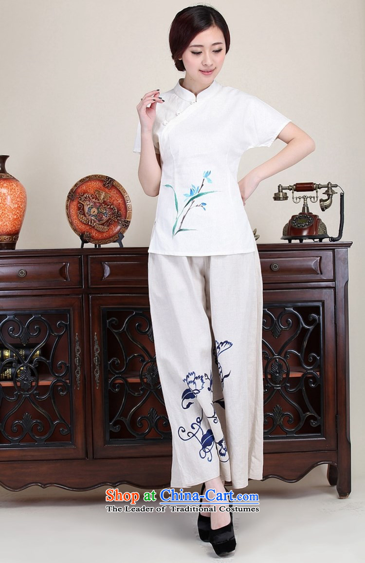  The Autumn LO.MU beauty cotton linen hand-painted orchid t-shirt with white clip short-sleeved cotton linen Tang dynasty China wind White M code (in the picture) code, prices, brand platters! The elections are supplied in the national character of distribution, so action, buy now enjoy more preferential! As soon as possible.