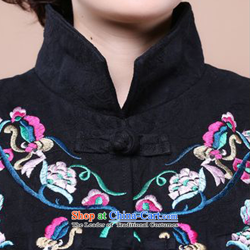 The 2014 autumn forest narcissus loaded on a new cotton jacquard in older women lapel of Tang Dynasty embroidered sleeveless national Wind Vest Fgr-a327 black , L, Forest Narcissus (senlinshuixian) , , , shopping on the Internet
