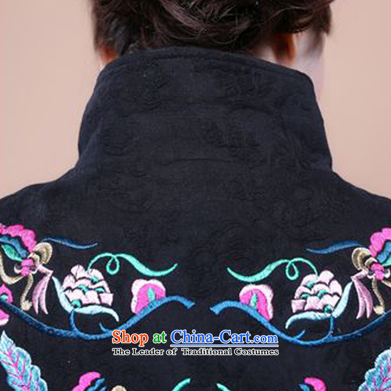 The 2014 autumn forest narcissus loaded on a new cotton jacquard in older women lapel of Tang Dynasty embroidered sleeveless national Wind Vest Fgr-a327 black , L, Forest Narcissus (senlinshuixian) , , , shopping on the Internet