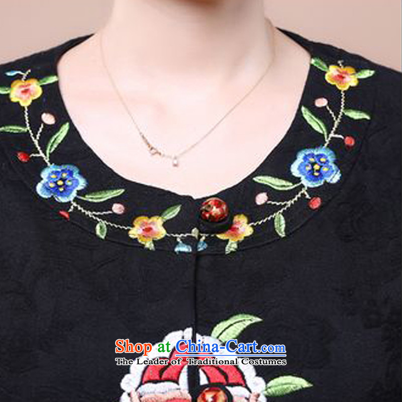 The 2014 autumn forest narcissus install new liberal larger cotton embroidery Tang dynasty characteristics of national long-sleeved T-shirt with round collar wind Fgr-a211 red XL, Forest Narcissus (senlinshuixian) , , , shopping on the Internet