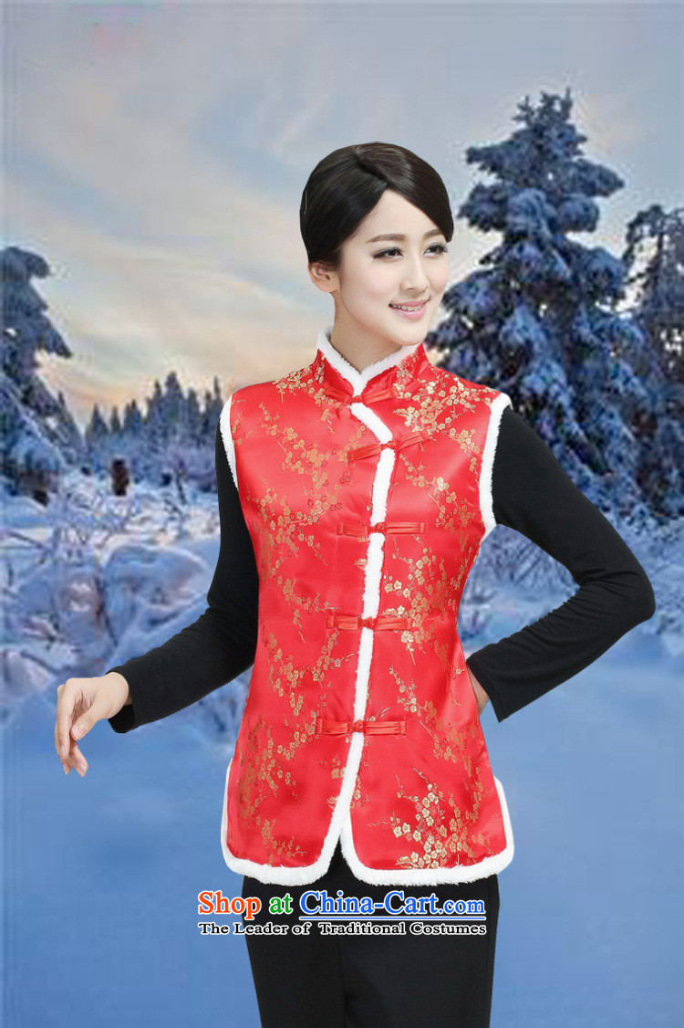 Jie in the autumn and winter new collar manually detained ma folder vest Chinese clothing national costumes Tang jackets  M2370 - 3 red L picture, prices, brand platters! The elections are supplied in the national character of distribution, so action, buy now enjoy more preferential! As soon as possible.