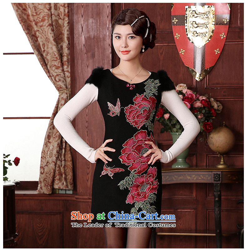 [Sau Kwun Tong] Lady 2015 winter garden gross qipao retro improvements? autumn and winter embroidered dress FW4925 black M picture, prices, brand platters! The elections are supplied in the national character of distribution, so action, buy now enjoy more preferential! As soon as possible.
