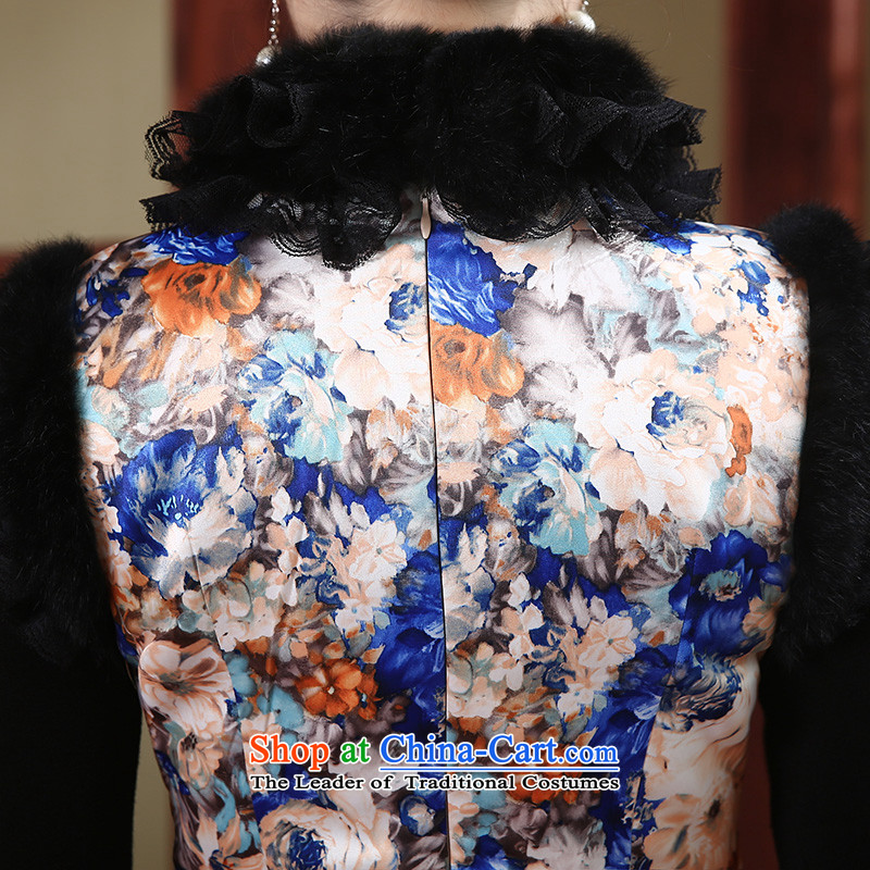 [Sau Kwun Tong] Mr Ngan also Fall/Winter Collections improved qipao new 2015 rabbit hair for retro Female dress suit XXL, QW4908 Soo-Kwun Tong shopping on the Internet has been pressed.
