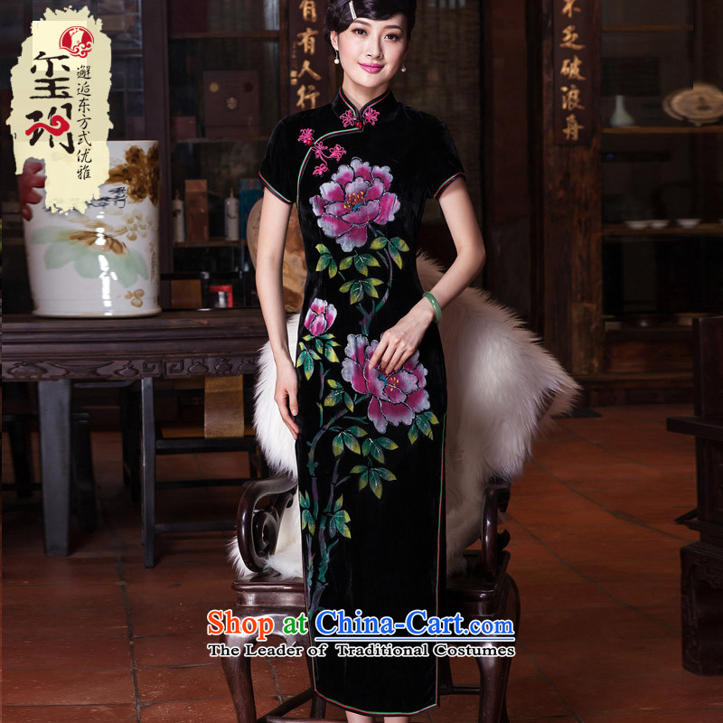 The fall of the new seal ethnic hand-painted silk cheongsam dress improved long banquet flag elegant robes skirt picture color Ms. XXL, seal decreased by , , , shopping on the Internet