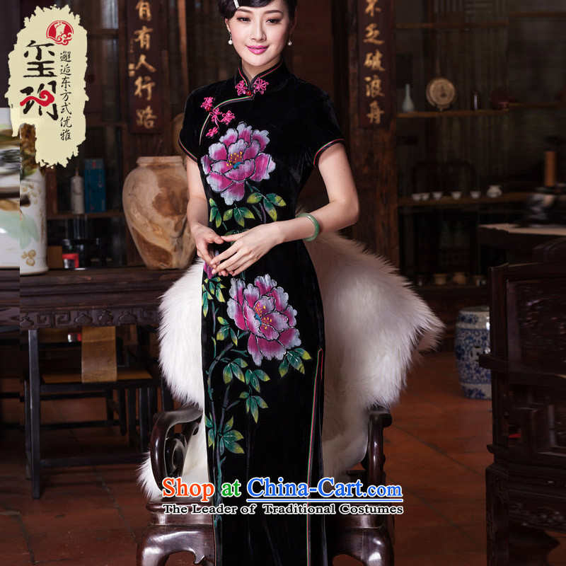 The fall of the new seal ethnic hand-painted silk cheongsam dress improved long banquet flag elegant robes skirt picture color Ms. XXL, seal decreased by , , , shopping on the Internet