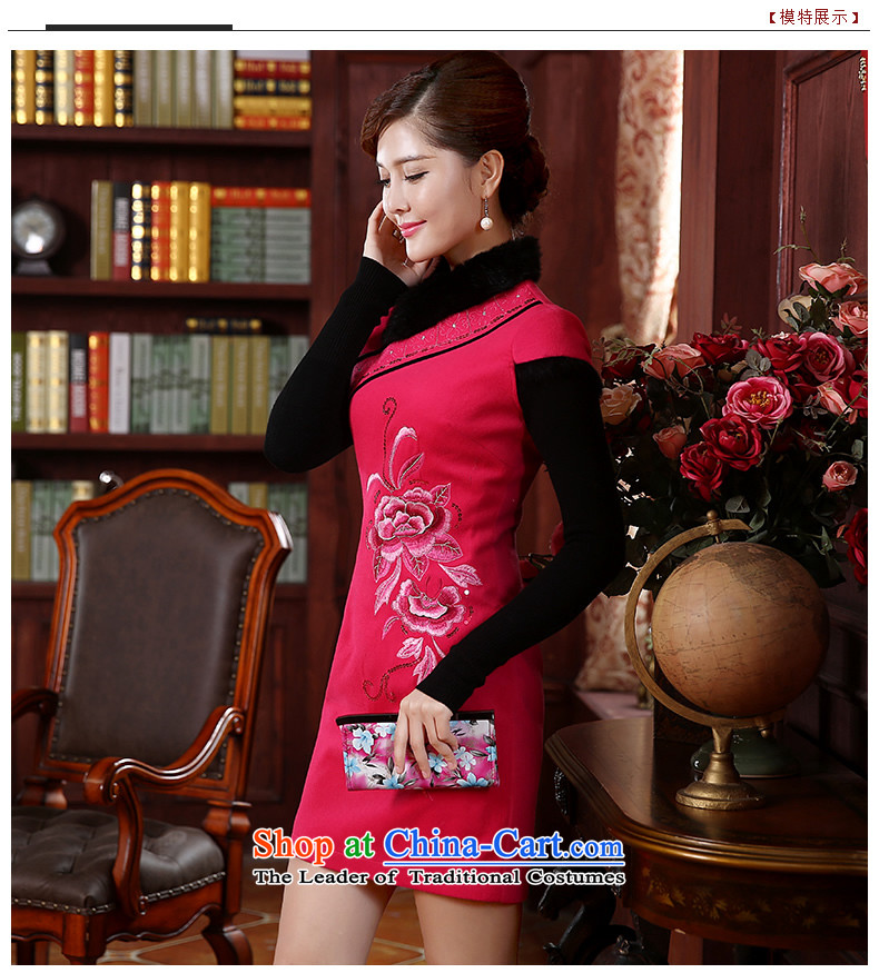 [Sau Kwun Tong] red powder land 2015 autumn and winter new women's bride qipao retro temperament Sau San Mao collar QD4922 better pictures, price RED M platters, brand! The elections are supplied in the national character of distribution, so action, buy now enjoy more preferential! As soon as possible.