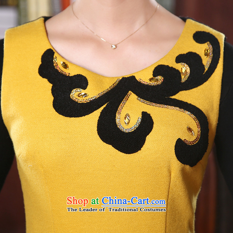 [Sau Kwun Tong] Autumn Yim winter clothing retro improved dresses 2015 new gross women cheongsam dress? FW4901 YELLOW , L, Sau Kwun Tong shopping on the Internet has been pressed.