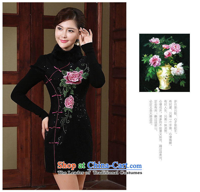 [Sau Kwun Tong] Peony embroidered winter clothing qipao retro improved new wool is 2014 Skirt QD4906 black L picture, prices, brand platters! The elections are supplied in the national character of distribution, so action, buy now enjoy more preferential! As soon as possible.
