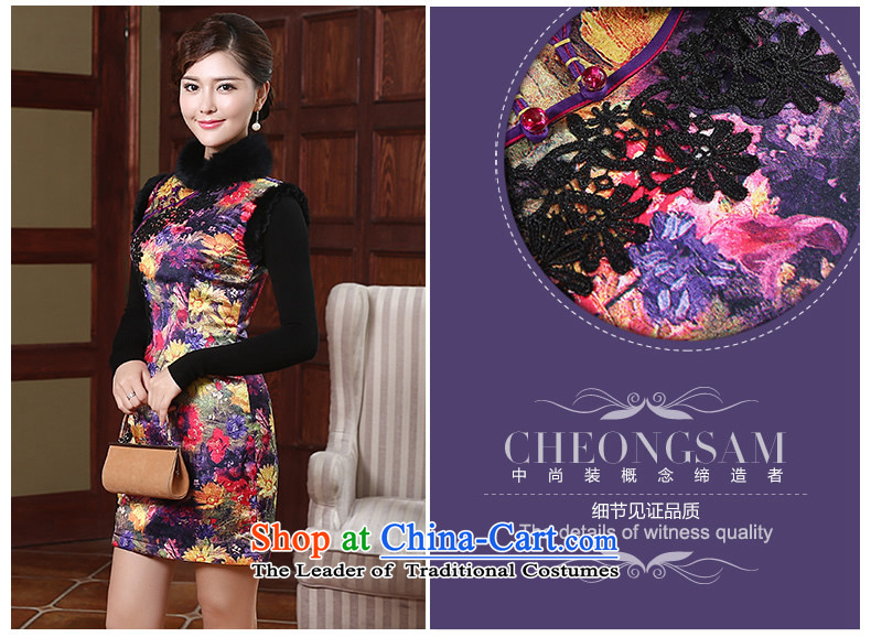 [Sau Kwun Tong] Colors 2015 Winter Female Clamp elegant qipao cotton rabbit hair style new temperament Sau San warm qipao QW490 skirt Suit M picture, prices, brand platters! The elections are supplied in the national character of distribution, so action, buy now enjoy more preferential! As soon as possible.