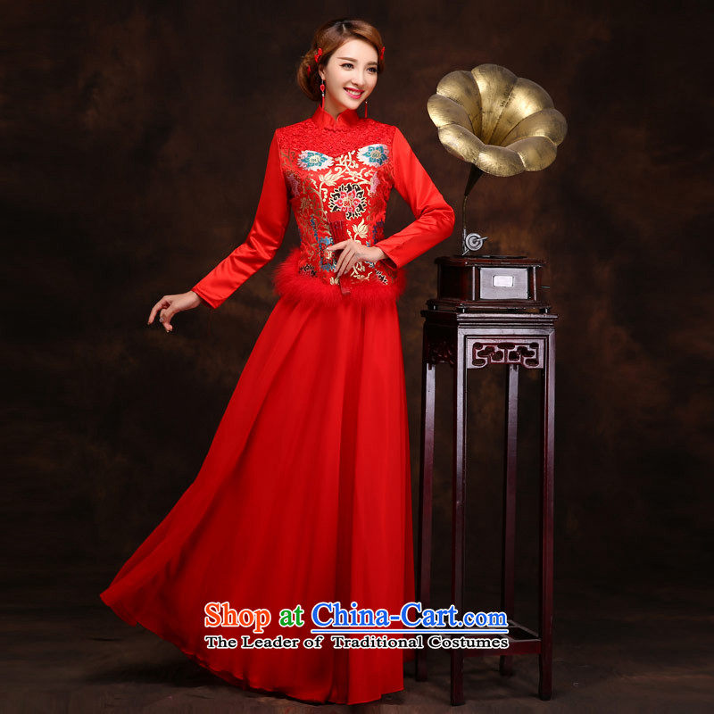 Love of the overcharged pregnant women new bride qipao winter clothing plus units bows wedding dress female thick Tang dynasty long color stripes XXXL 2 feet 4 waist love of the overcharged shopping on the Internet has been pressed.