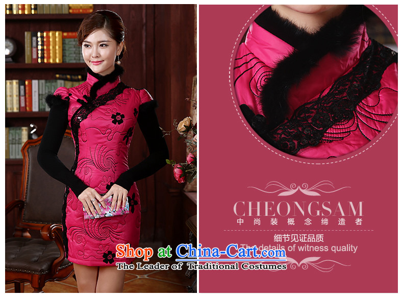 [Sau Kwun Tong] of land for autumn and winter cotton dress qipao folder 2015 New Stylish retro look warm cheongsam dress Sau San QD4921 better red XL Photo, prices, brand platters! The elections are supplied in the national character of distribution, so action, buy now enjoy more preferential! As soon as possible.