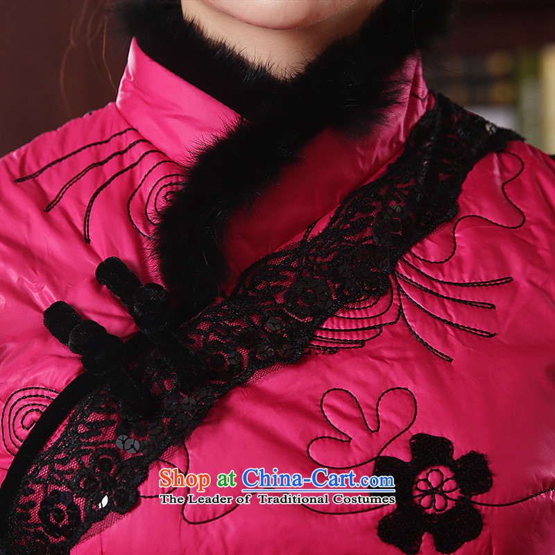 [Sau Kwun Tong] of land for autumn and winter cotton dress qipao folder 2015 New Stylish retro look warm cheongsam dress Sau San QD4921 better red XL, Sau Kwun Tong shopping on the Internet has been pressed.