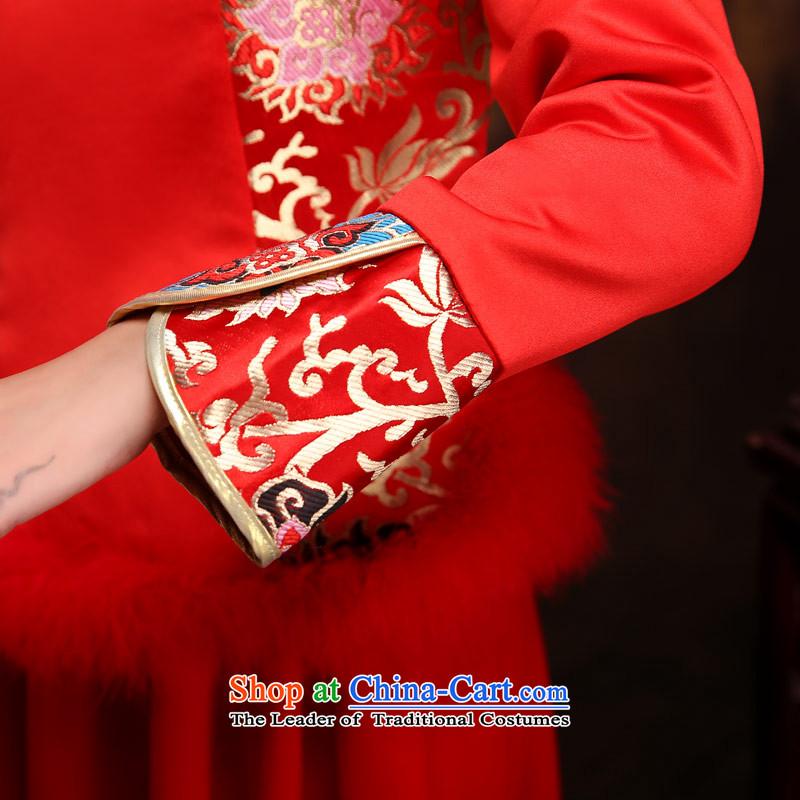 Love of the overcharged bride replacing cheongsam dress wedding dress dresses long red retro style red autumn and winter love of the life, L, , , , shopping on the Internet