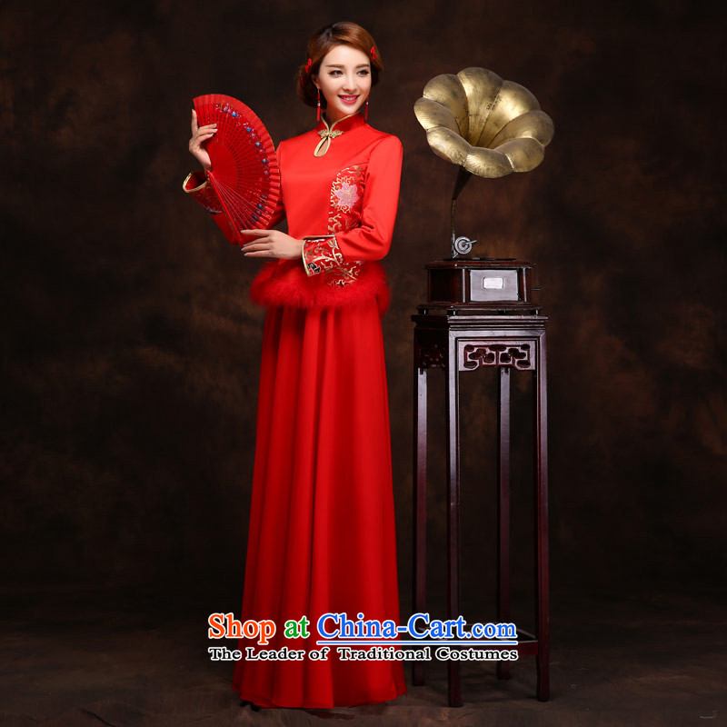 Love of the overcharged bride replacing cheongsam dress wedding dress dresses long red retro style red autumn and winter love of the life, L, , , , shopping on the Internet