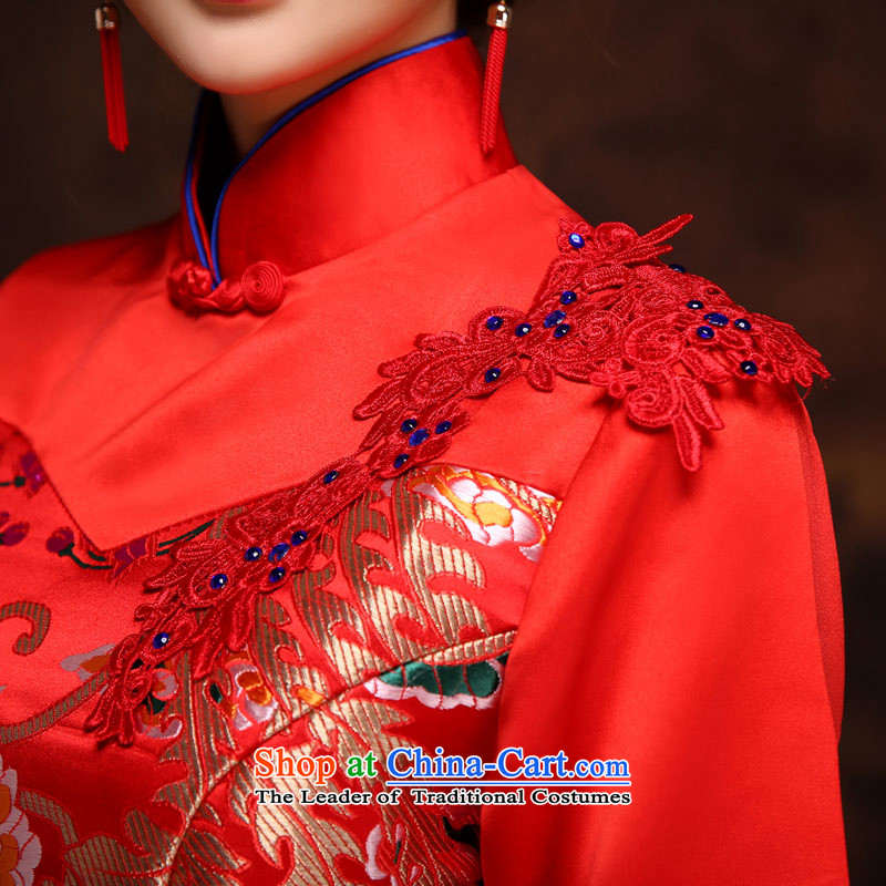 Love of the overcharged bridal dresses wedding dress female autumn and winter embroidered red long improved service Tang replace the bows of the girl who decorated door graphics thin red tailor-made exclusively concept message size that the love of the ov