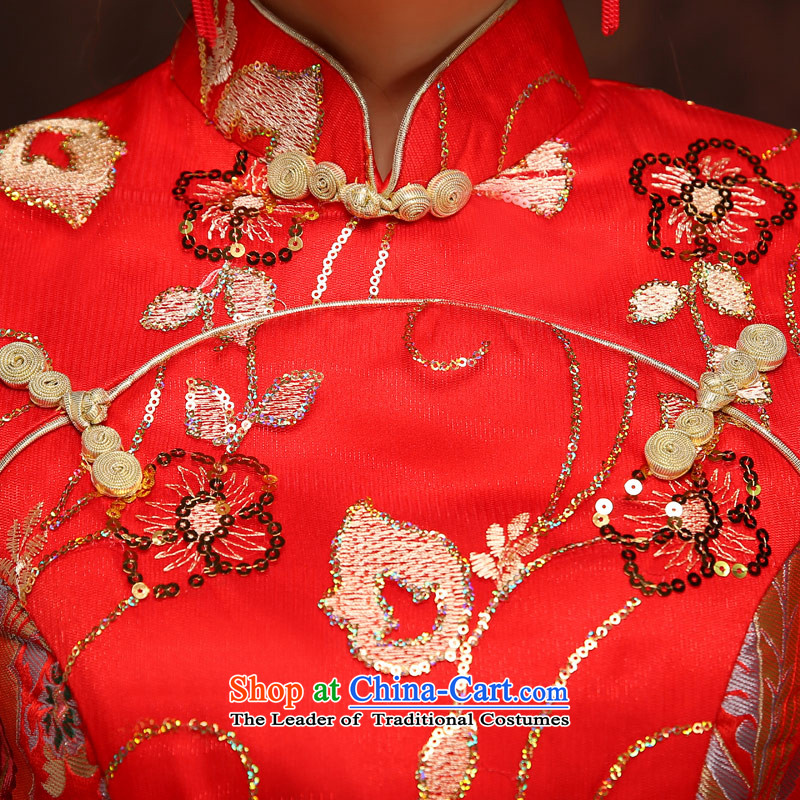 Love of the Tang dynasty spring and summer this life qipao long red Sau San embroidery marriages bows services back door female RED M love of the overcharged shopping on the Internet has been pressed.