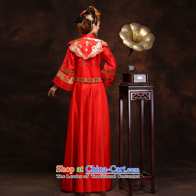 Love of the present CHINESE CHEONGSAM pregnant women serving wedding dresses bride bows female Red Mun Tang dynasty women, Sau Wo Fung Koon + SAU Service Wo Service 2 feet 2 XL waist love of the overcharged shopping on the Internet has been pressed.